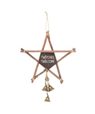 Witches Welcome Willow Pentagram Sign With Bells