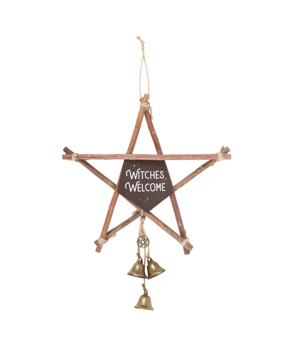 Witches Welcome Willow Pentagram Sign With Bells
