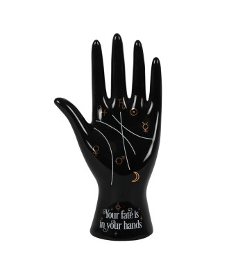 Black Ceramic Palmistry Hand Figurine