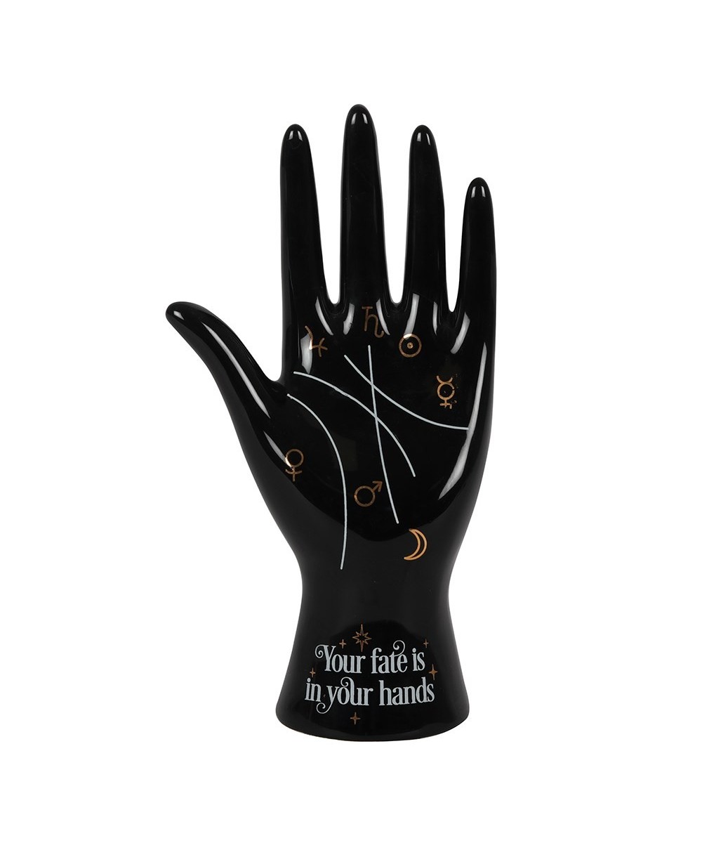Black Ceramic Palmistry Hand Figurine