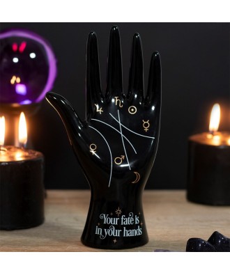 Black Ceramic Palmistry Hand Figurine