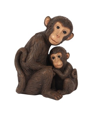 Monkey Mother And Baby Figurine