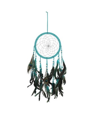 Turquoise Peacock Feather Dreamcatcher