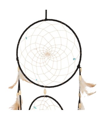 Black Triple Dreamcatcher With Feathers
