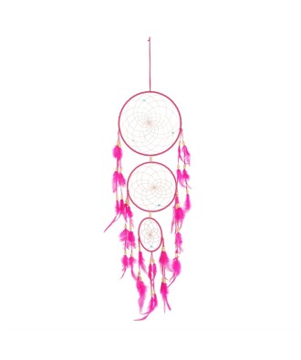 Pink Triple Dreamcatcher With Feathers