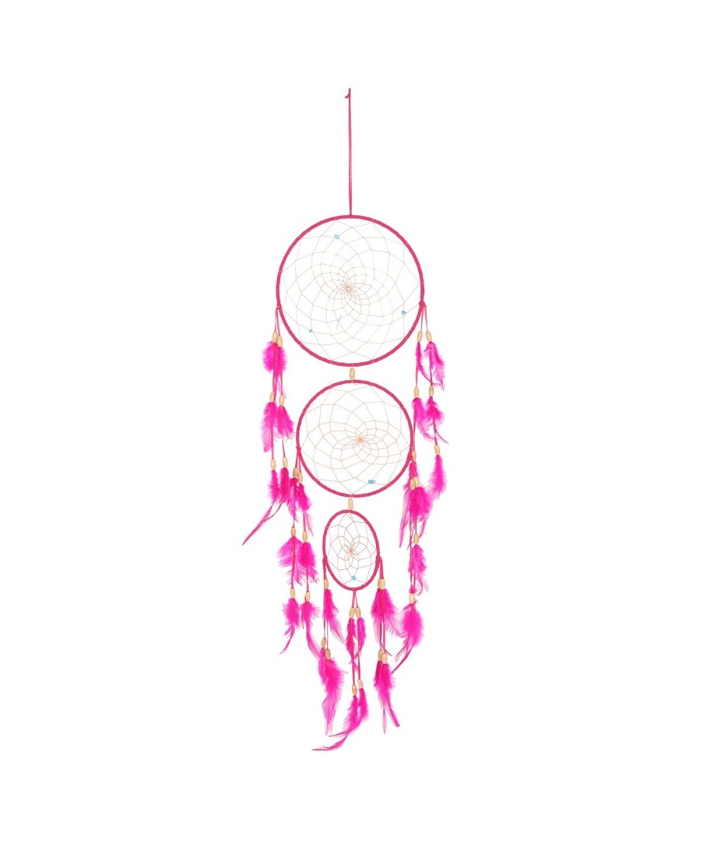 Pink Triple Dreamcatcher With Feathers