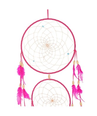 Pink Triple Dreamcatcher With Feathers