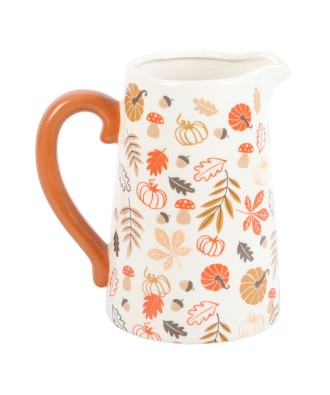Autumn Leaves And Pumpkins Ceramic Flower Jug