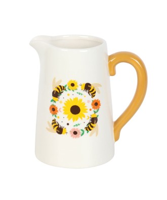 Summer Bee And Sunflower Ceramic Flower Jug