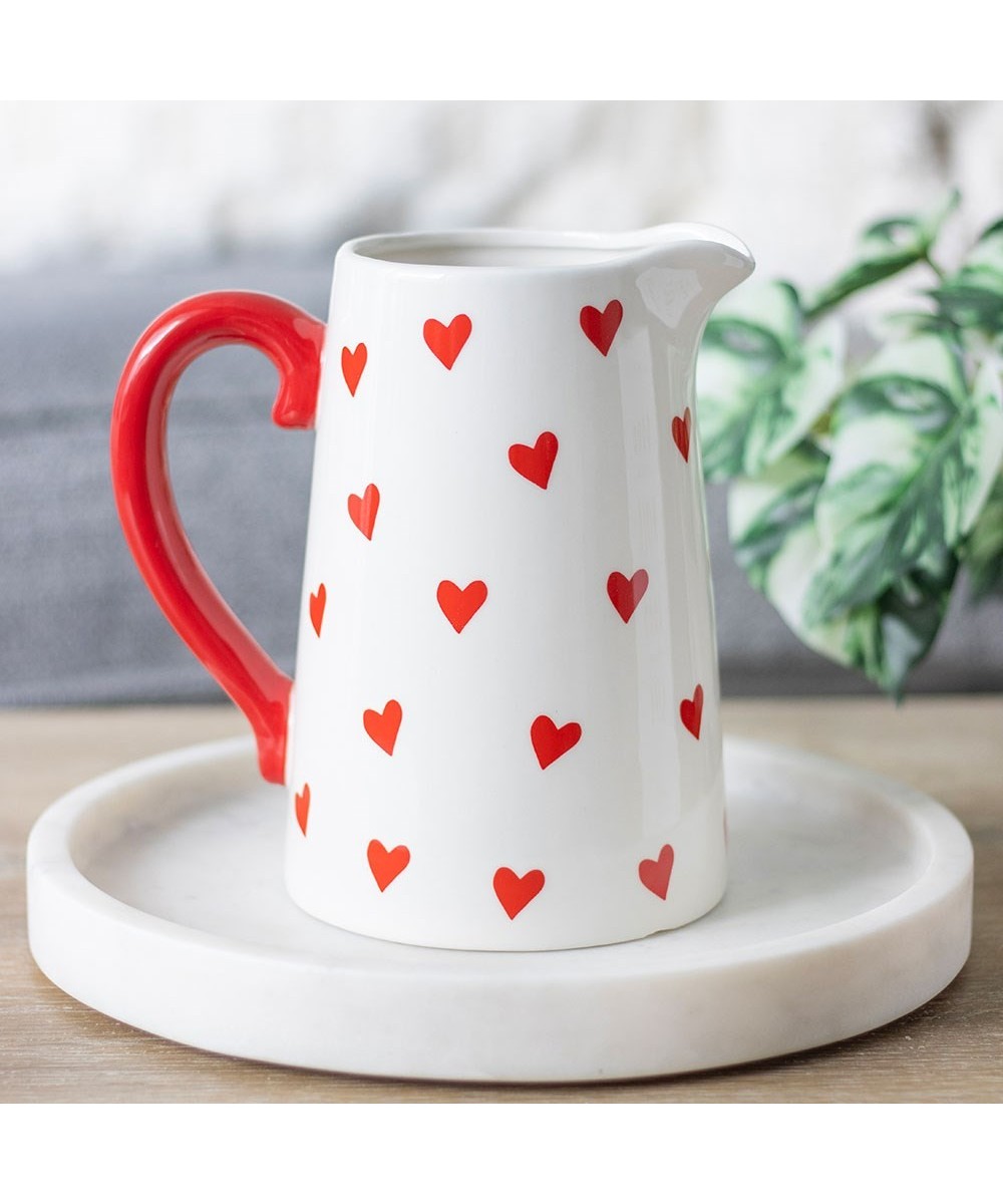 Heart Print Ceramic Flower Jug