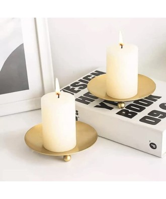 Black Iron Round Candle Tray Pedestal Candle Stand