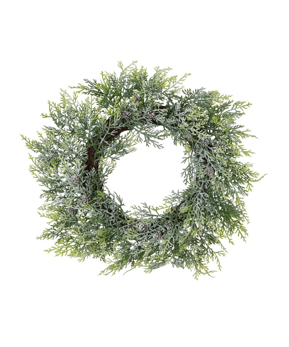 Frosted Pine Wreath With Pinecones