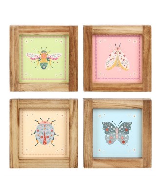 Set Of 4 Floral Bug Framed Wall Art Prints