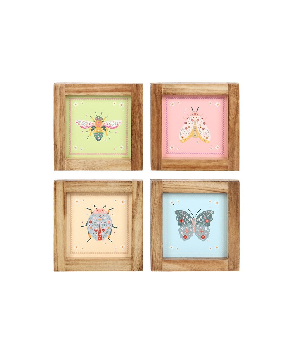 Set Of 4 Floral Bug Framed Wall Art Prints