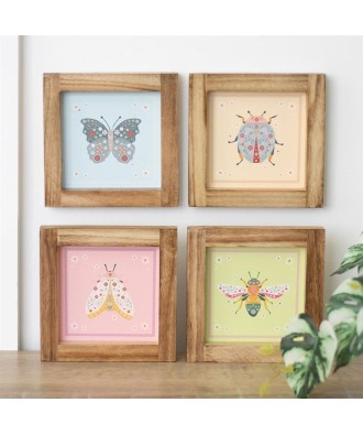 Set Of 4 Floral Bug Framed Wall Art Prints