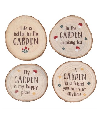 Garden Wood Slice Coaster Set