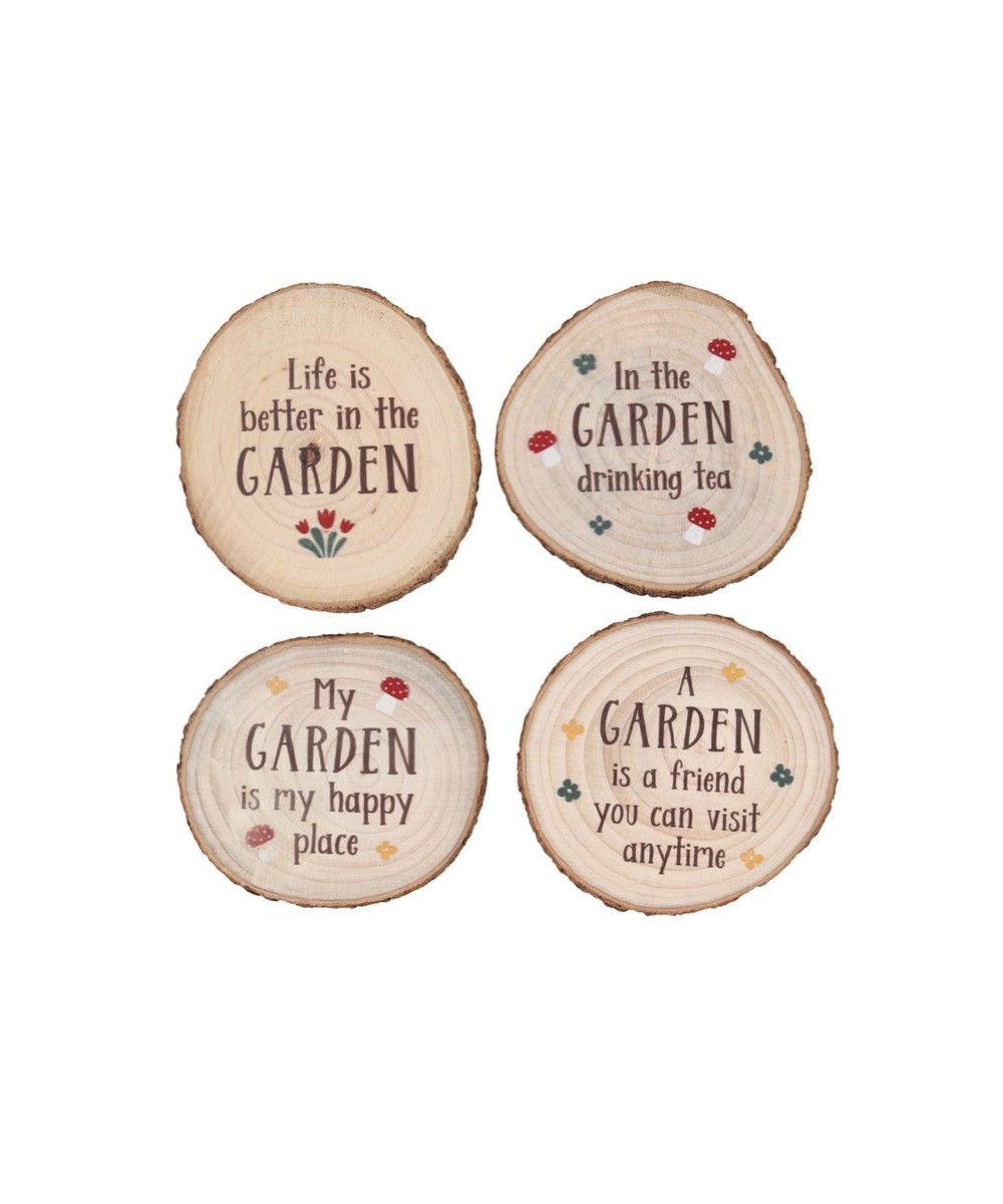Garden Wood Slice Coaster Set