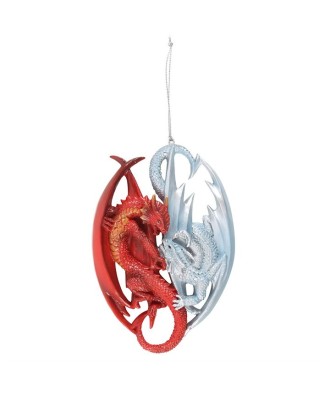 Fire And Ice Dragon Hanging Ornament By Anne Stokes