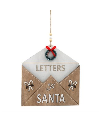 Hanging Wooden Letter To Santa Ornament 19cm