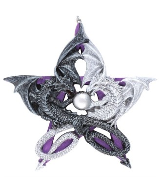 Pentagram Dragon Hanging Ornament By Anne Stokes