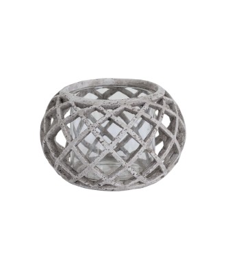 Round Ceramic Lattice Hurricane Lantern