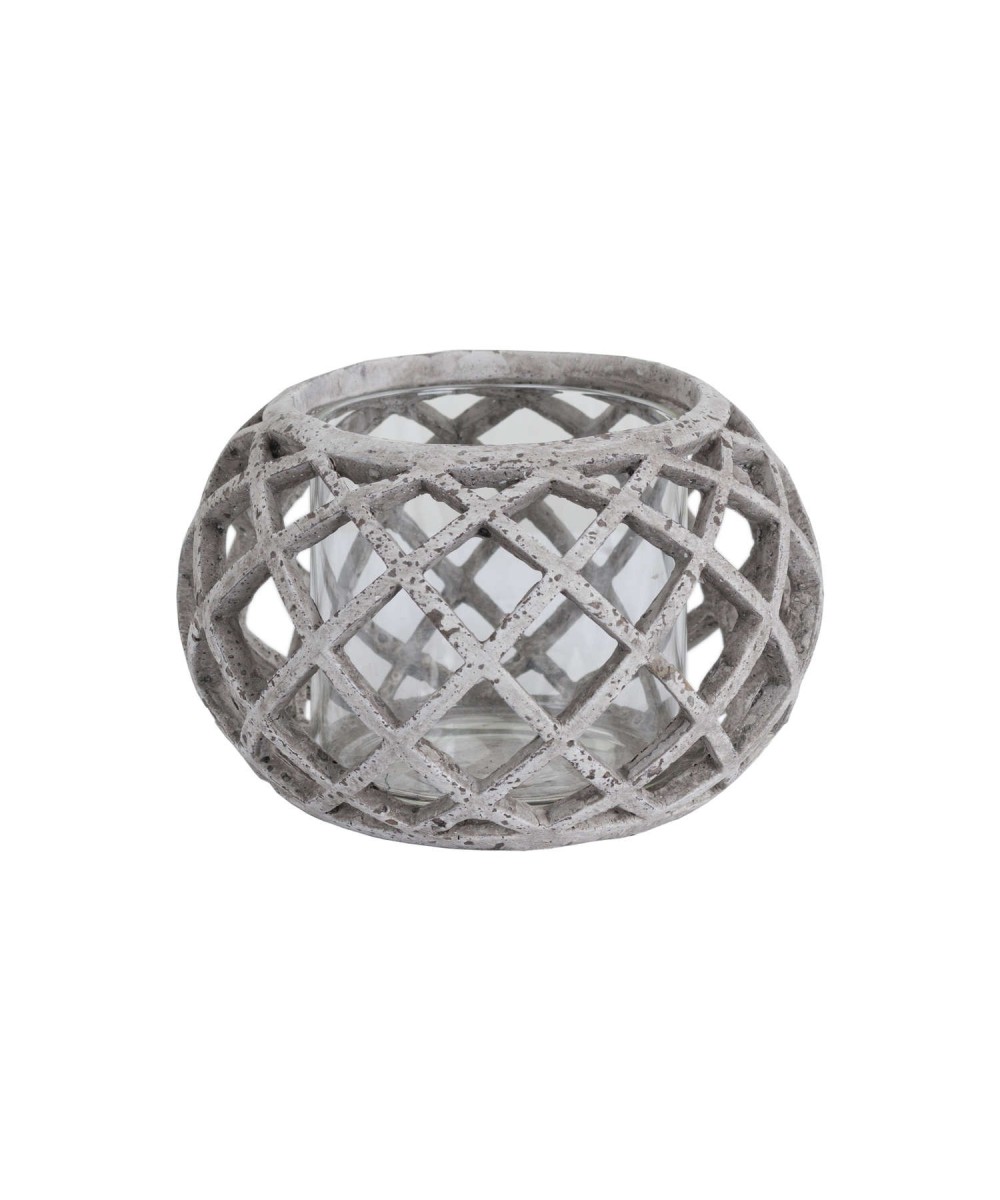 Round Ceramic Lattice Hurricane Lantern