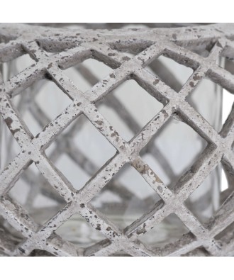 Round Ceramic Lattice Hurricane Lantern