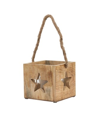 Natural Wooden Star Tealight Candle Holder