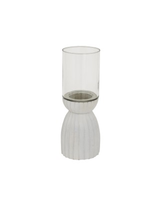 Large White Carved Hurricane Lantern