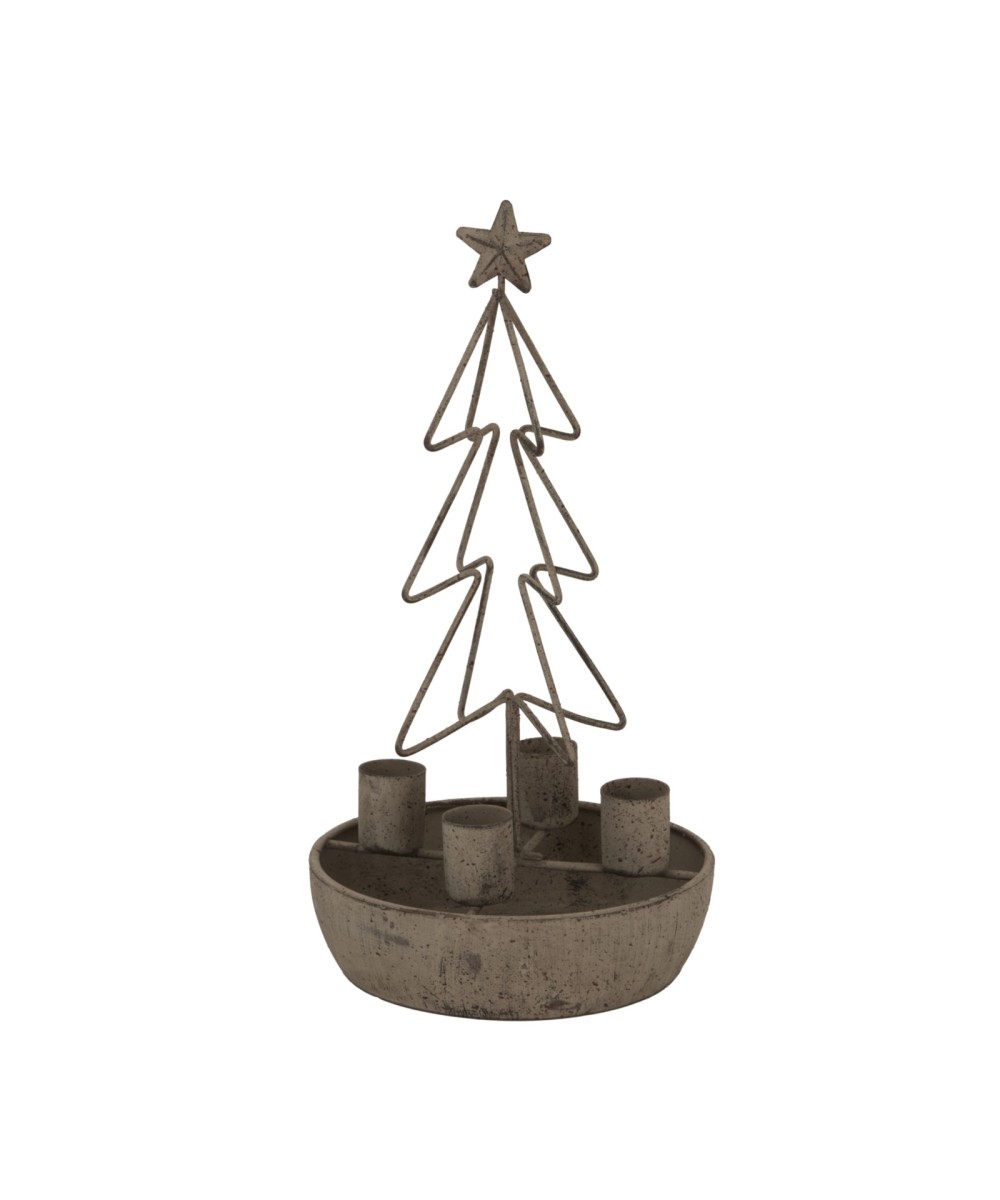 Rustic Outline Tree And Star Candle Holders