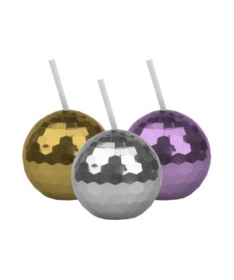 Disco Ball Tumbler With Straw
