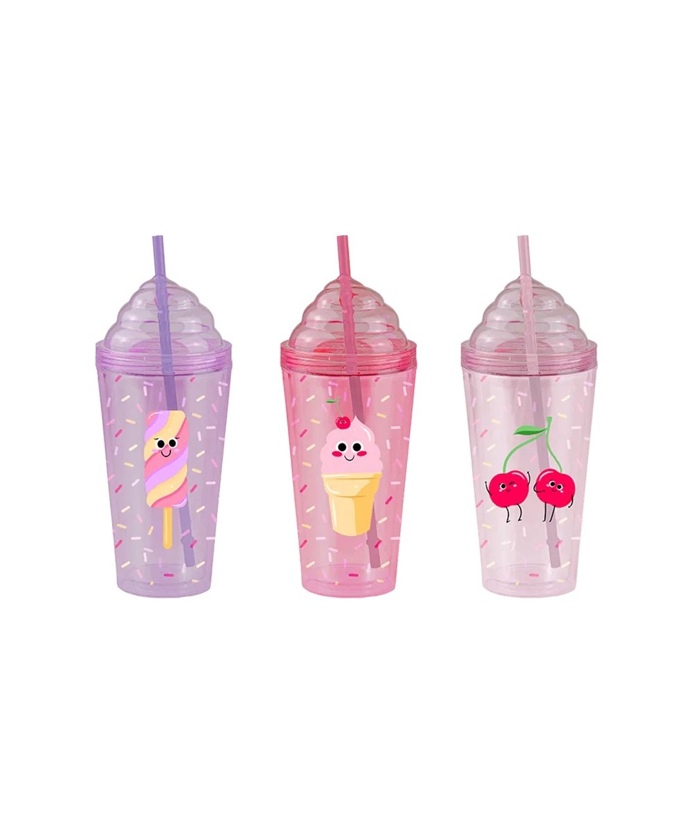 Ice Cream Double Wall Tumbler With Straw