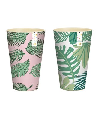 Summer Party Leaf Tall Printed Bamboo Tumbler