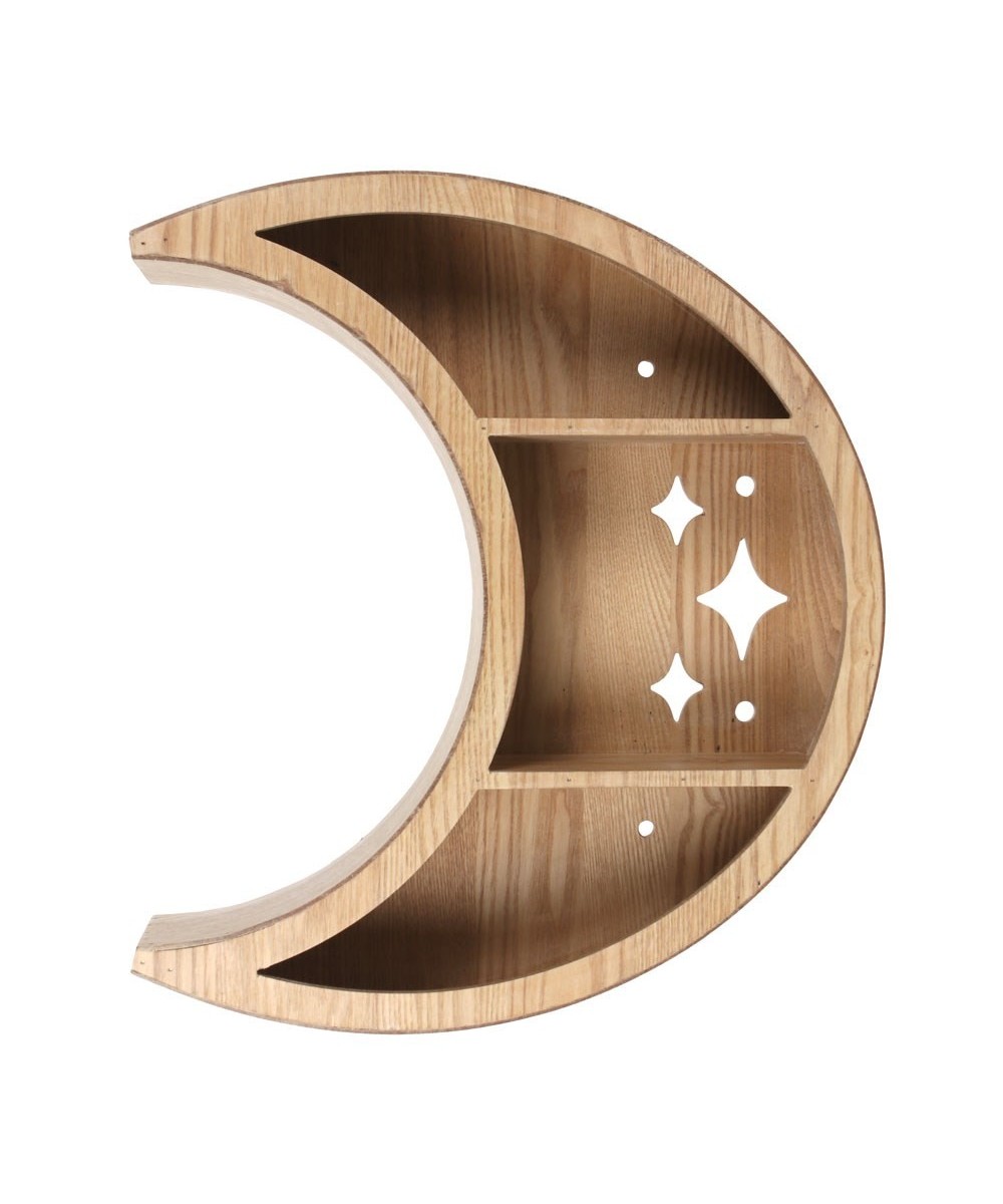 Wooden Crescent Moon Wall Shelf